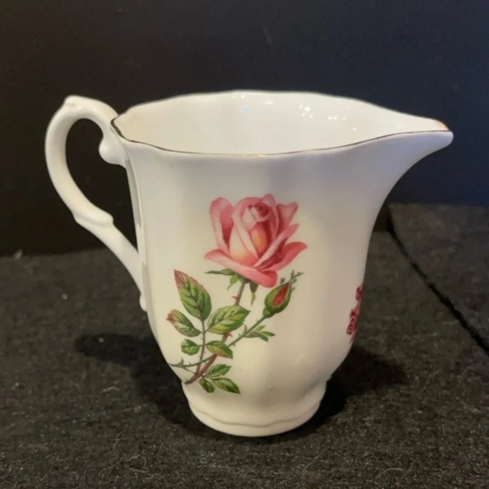 VTG Royal Grafton Fine Bone China Creamer Pink Roses Pattern Made in England